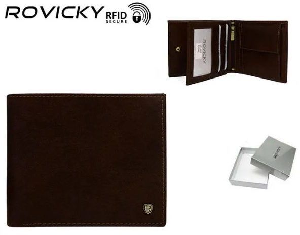Tmavohnedá pánska peňaženka Rovicky