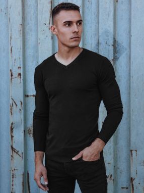 Jednofarebný pánsky sveter čierny