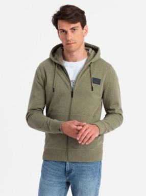 Moderná olivová mikina na zips V4 SSZP-0140