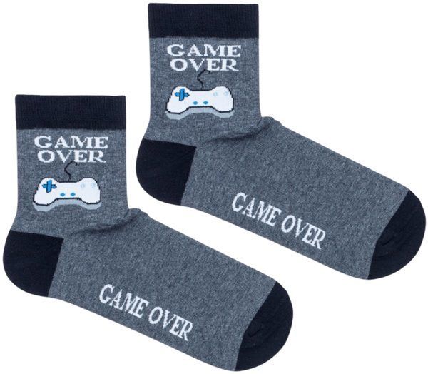 Medium šedé pánske ponožky Game over