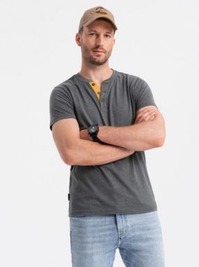 Šedé pánske tričko s gombíkmi v6 om-tsct-0155
