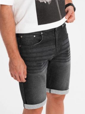 Moderné čierne rifľové kraťasy V3 SRDS-0164