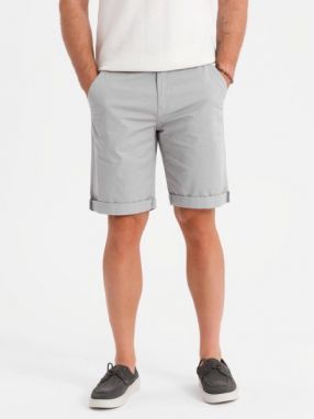Pánske šedé chinos šortky s lemom V12 SRCS-0197