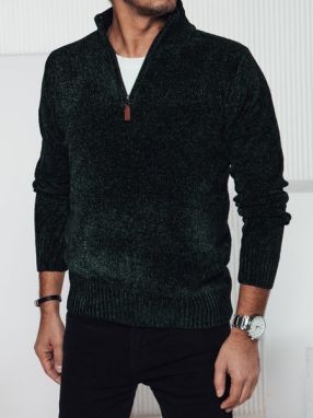 Štýlový zelený pánsky sveter so zipsom