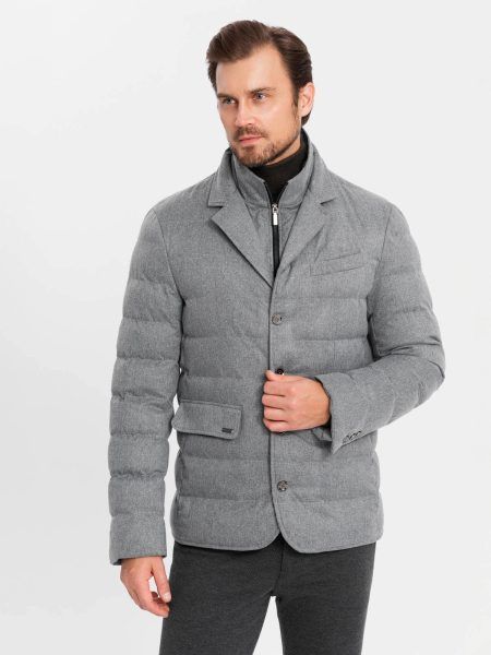 Jedinečná melírovaná šedá bunda  V1 JALP-22FW-007