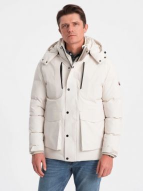 Trendy krémová pánska bunda na zimu V2 JALJ-0152