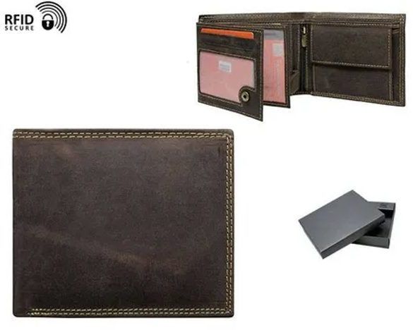 Kožená pánska peňaženka v hnedej farbe RFID