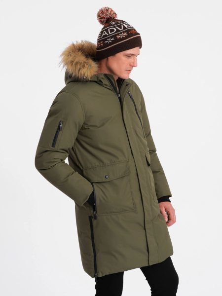 Zimná originálna olivová prešívaná parka V3 JALJ-0148