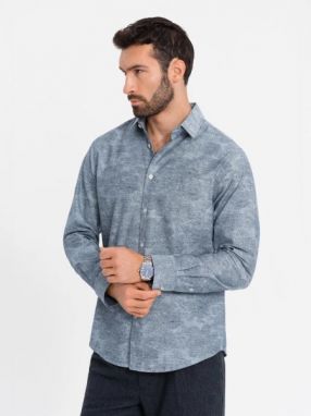 Trendy  šedá košeľa s potlačou kvetov V3 SHCS-0157