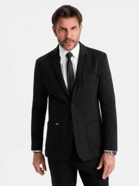 Športové čierne slim fit sako V2 BLZB-0101