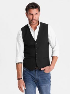 Elegantná pánska čierna vesta V3 BLZV-0143