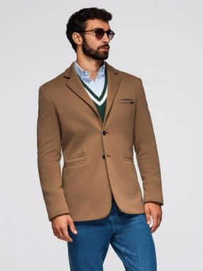 Trendy svetlohnedé sako pre pánov V4 BLZB-0100