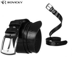 Čierny kožený pánsky opasok Rovicky