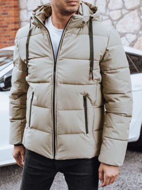 Trendy zimná bunda s kapucňou v jasnobéžovom prevedení