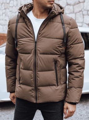 Trendy zimná bunda s kapucňou v hnedom prevedení