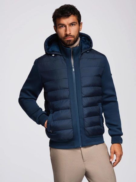 Prešívaná tmavomodrá bomber bunda  V2 JALP-0298