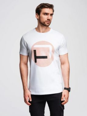 Biele pánske tričko s trendy potlačou V1 TSPT-0245