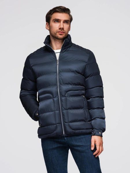 Atraktívna tmavomodrá bomber bunda V2 JALP-0218