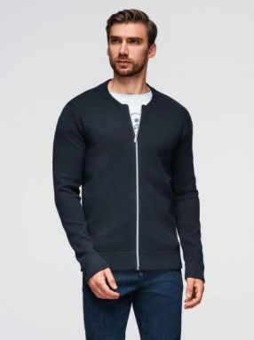 Módny tmavomodrý pánsky sveter na zips V1 SWZS-0146