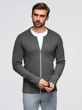 Módny grafitový pánsky sveter na zips V2 SWZS-0146