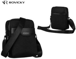 Praktická čierna pánska taška cez plece Rovicky