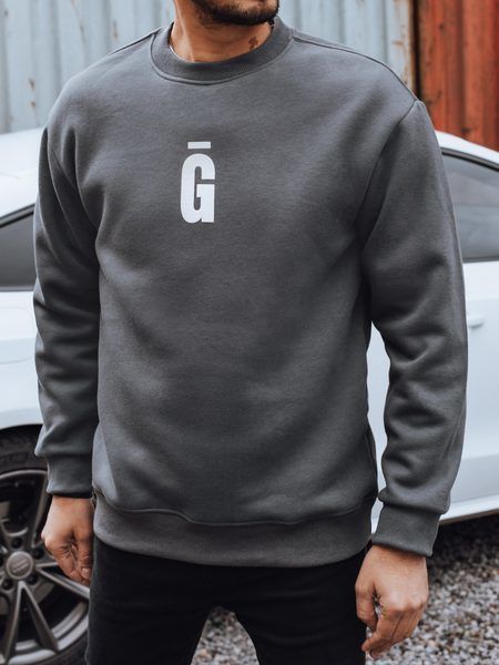 Grafitová pánska mikina bez kapucne s nápisom