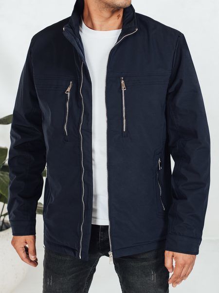 Modrá prešívaná pánska bunda na prechodné obdobie