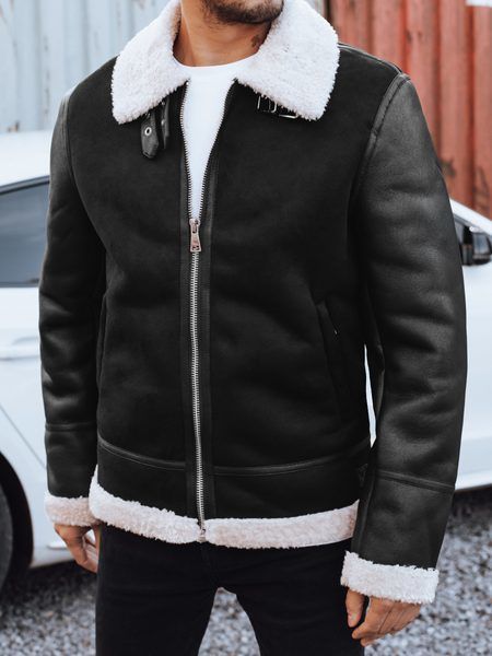 Pánska teplá bunda na zimu s podšívkou z ovčej vlny