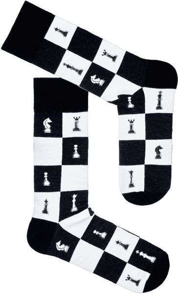 Čierno-biele pánske ponožky - Šachové figúrky