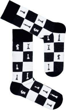 Čierno-biele pánske ponožky - Šachové figúrky