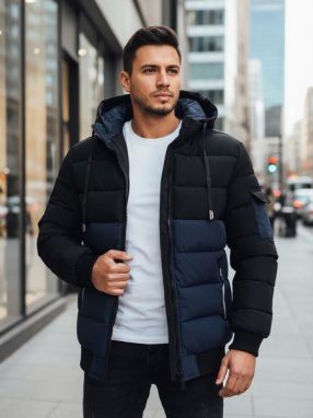 Pánska zimná bunda s kapucňou v dvojfarebnom prevedení