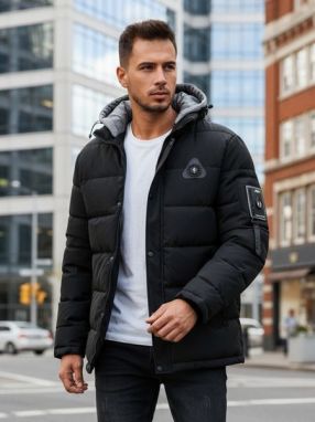 Originálna čierna zimná bunda s kapucňou