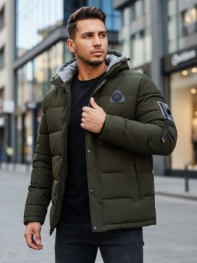 Originálna zelená zimná bunda s kapucňou