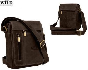 Moderná hnedá kožená pánska taška Wild