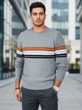 Pánsky šedý vzorovaný sveter