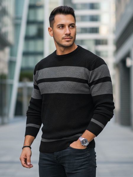 Moderný čierny pánsky sveter