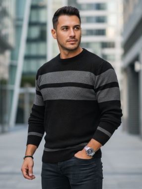 Moderný čierny pánsky sveter