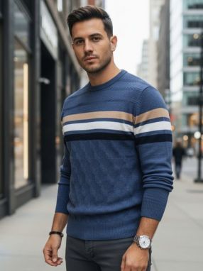 Trendy modrý pánsky sveter