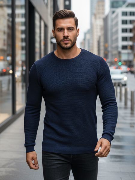 Štýlový pánsky sveter v modrom prevedení