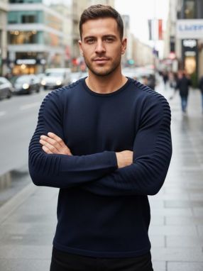 Štýlový sveter modrej farby pre pánov