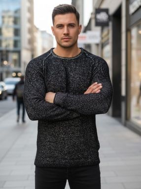 Cool pánsky sveter v čiernej farbe