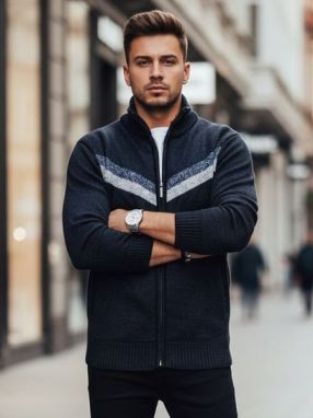 Moderný vzorovaný granátový pánsky sveter