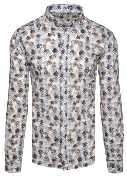 Kvetovaná slim fit pánska košeľa v bielej farbe