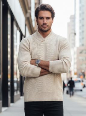 Štýlový pánsky béžový sveter