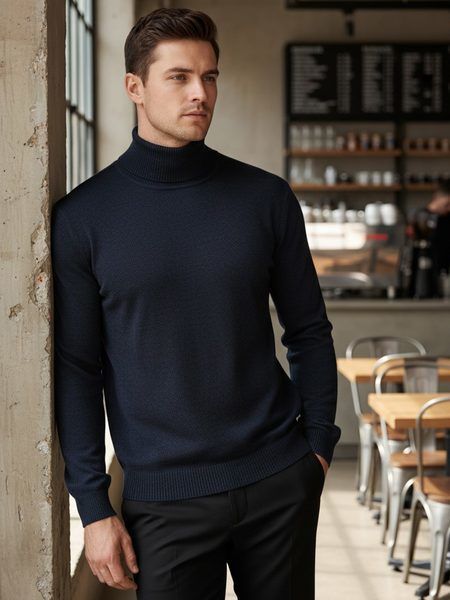 Tmavo-modrý pánsky rolák pre mužov