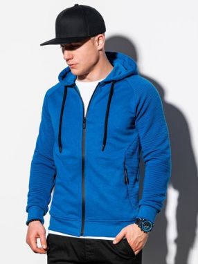 Štýlová nebesky modrá mikina na zips B1083