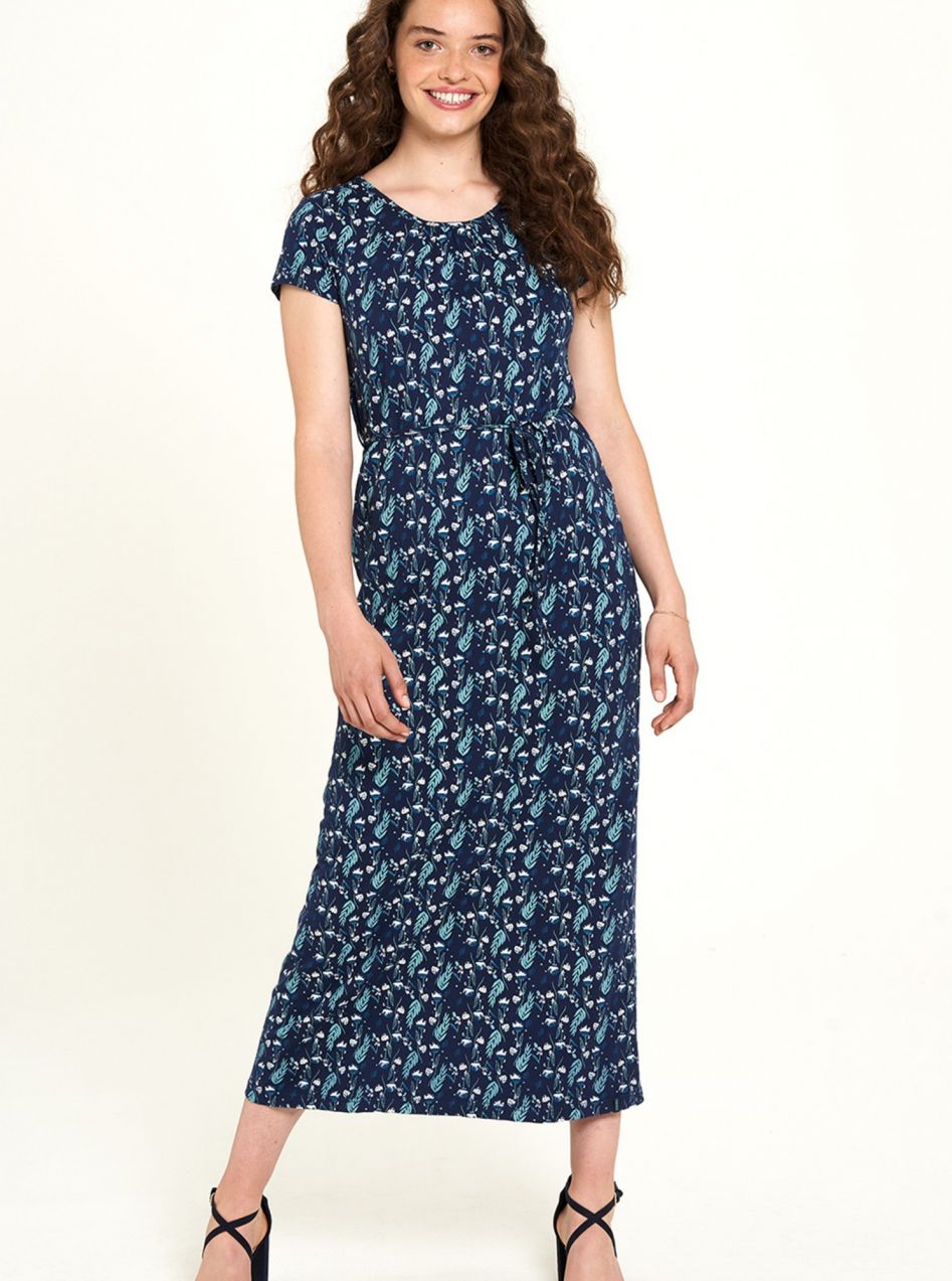 Tranquillo modré maxi kvetované šaty