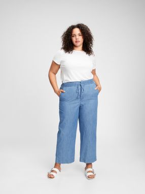 GAP modré nohavice hr linen wide leg chambray