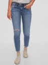 GAP modré džínsy mid rise distressed true skinny galéria