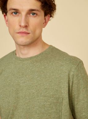 Kaki pánske žíhané tričko s vreckom ZOOT Sheldon galéria